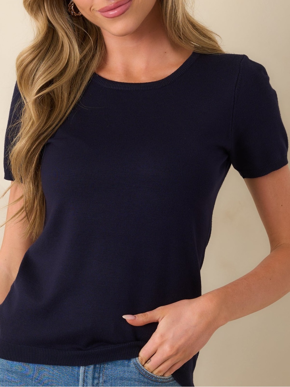 Cielo Cross Your Mind Short Sleeve Sweater Top